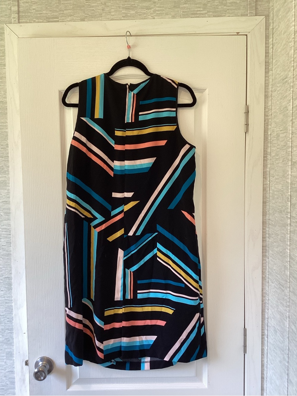 Nine West Black Sleeveless Mini Dress with Multicolor Stripes 1X EUC - Picture 3 of 3
